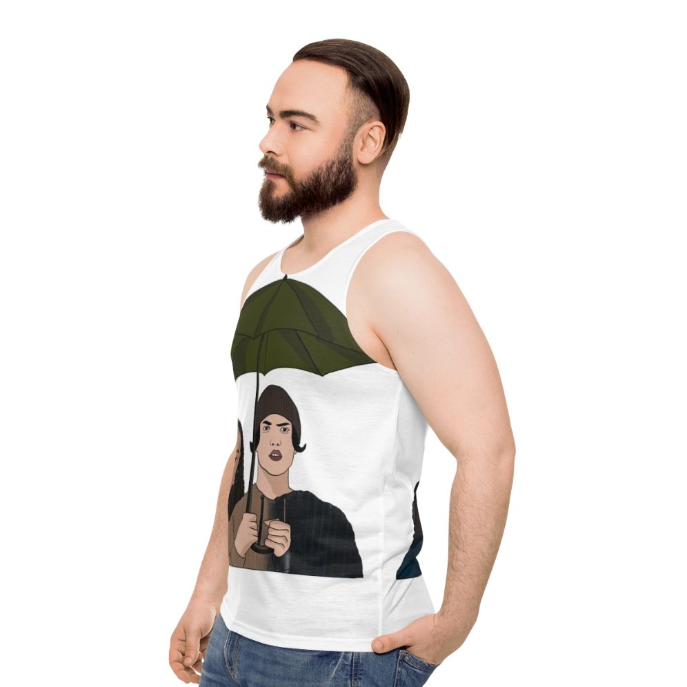 Heartstopper Netflix Unisex Tank Top featuring characters Nick, Charlie, and Nellie - men side