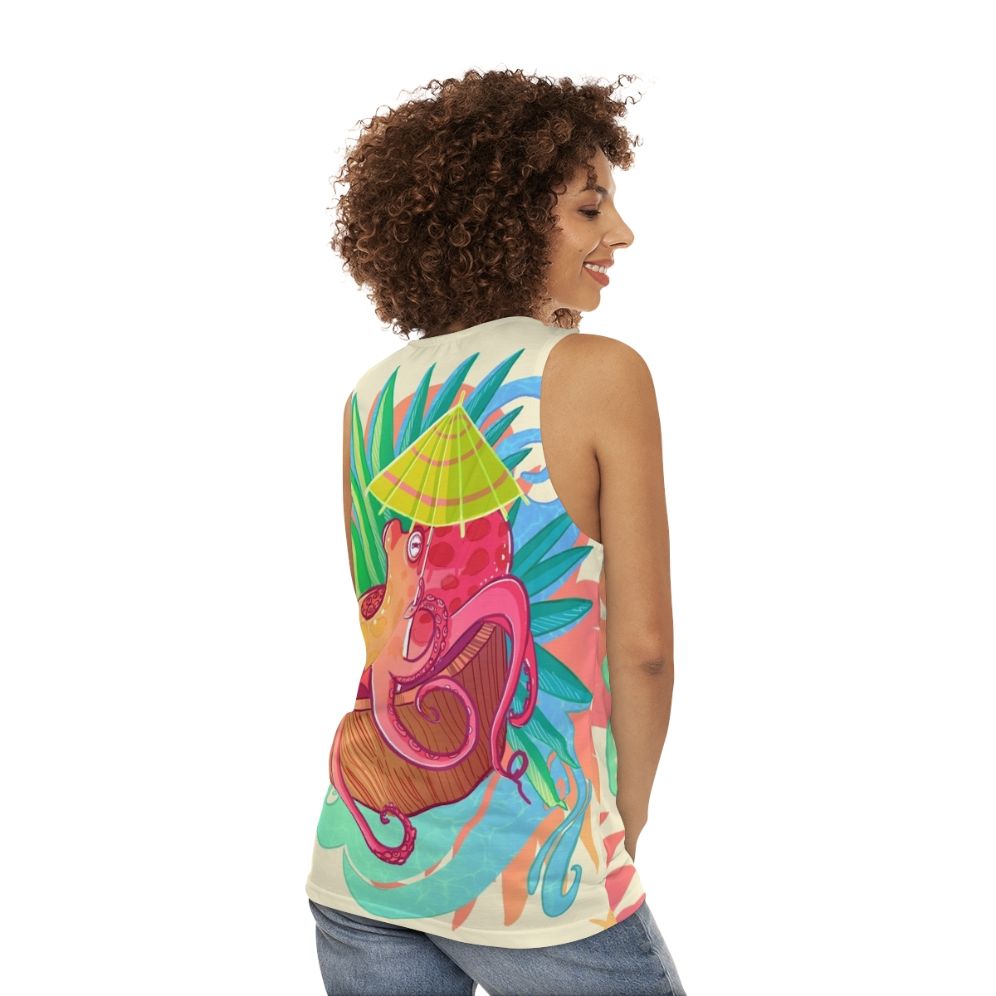 Octopus on the Beach Unisex Tank Top - women back