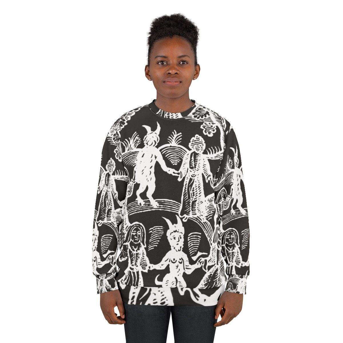 Dance With The Devil Occult White Sweatshirt - women