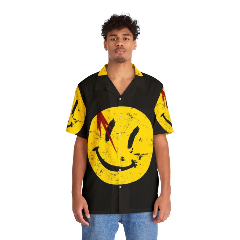 Vintage Watchmen Symbol Smile Hawaiian Shirt - People Front