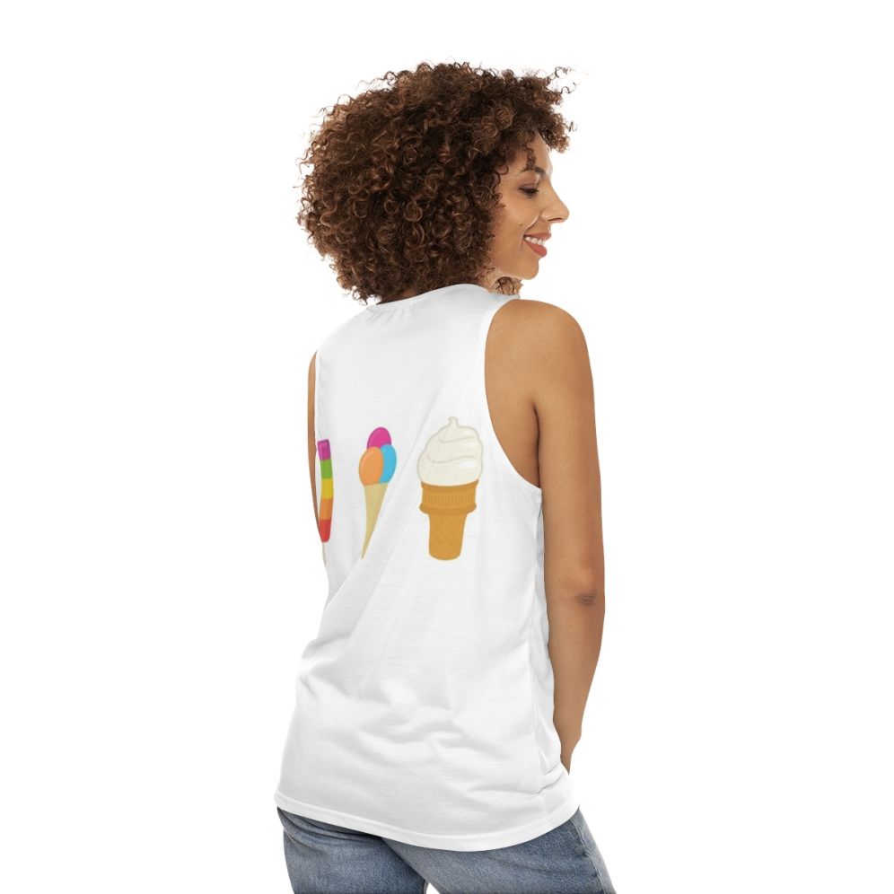 Vibrant ice cream graphic unisex tank top - women back