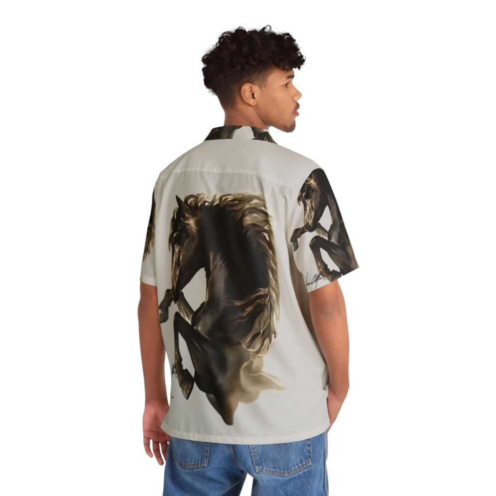 Black horse print Hawaiian shirt - People Back