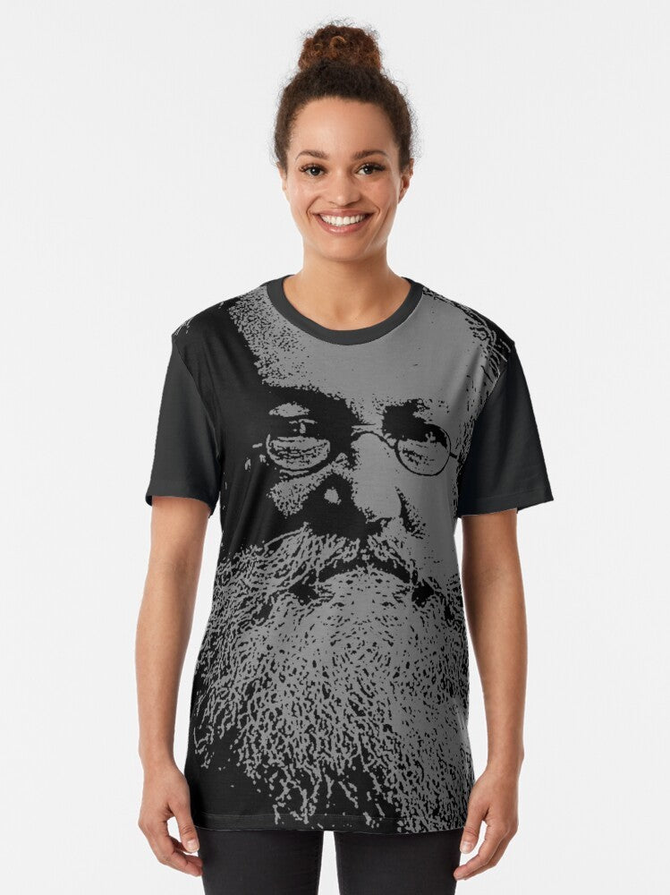 Graphic T-Shirt featuring an image of Peter Kropotkin, a prominent Russian anarchist and communist revolutionary - Women