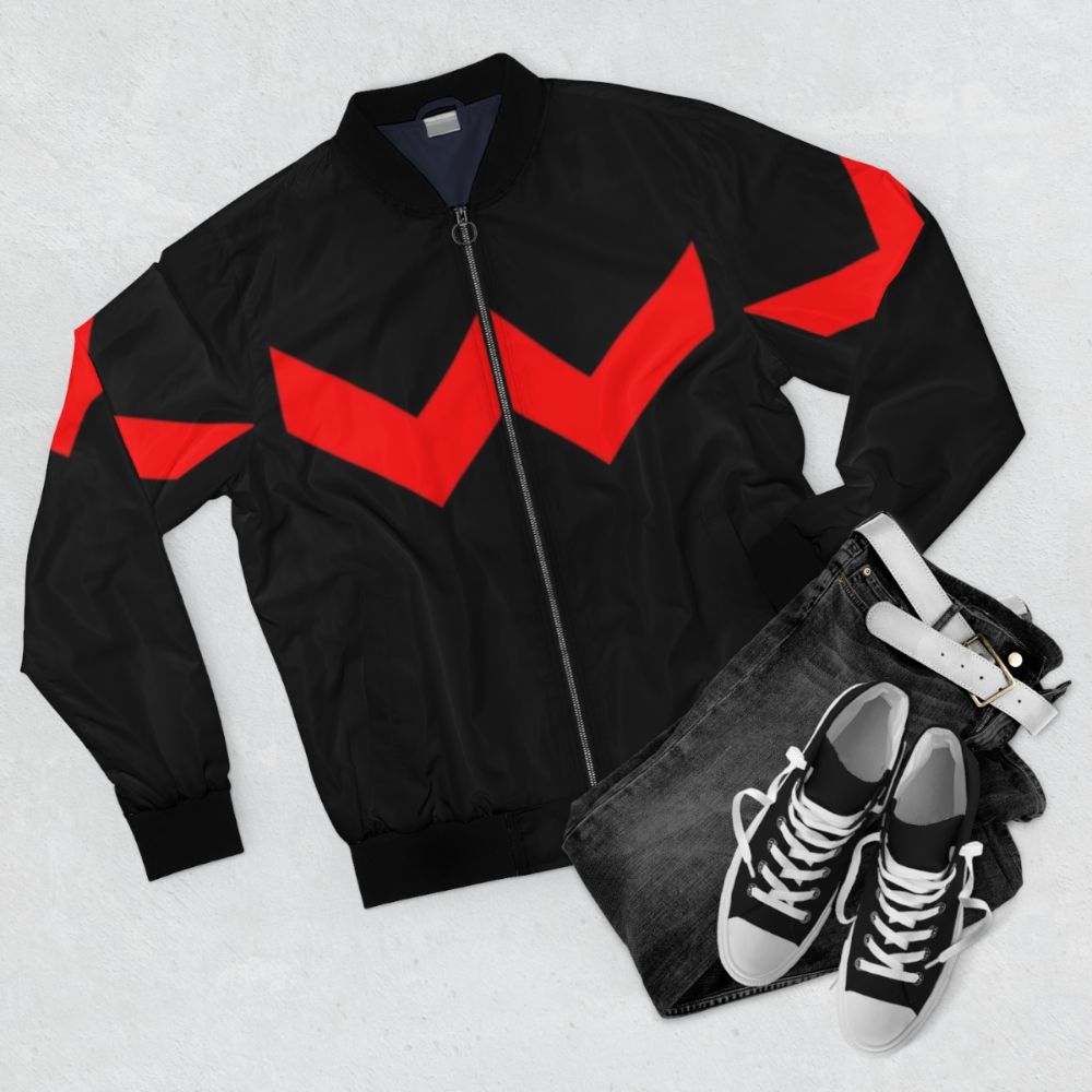 Wonderful Wonder Man Bomber Jacket in comic book style - Flat lay