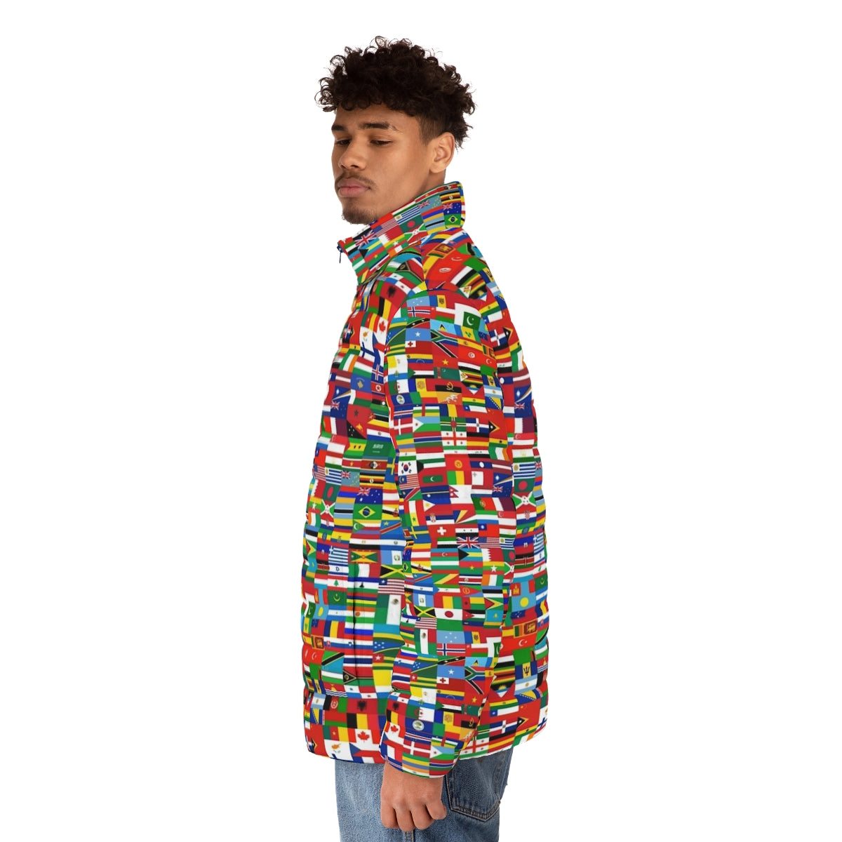 Flags Of The World Puffer Jacket with Vibrant International Flag Designs - men side left