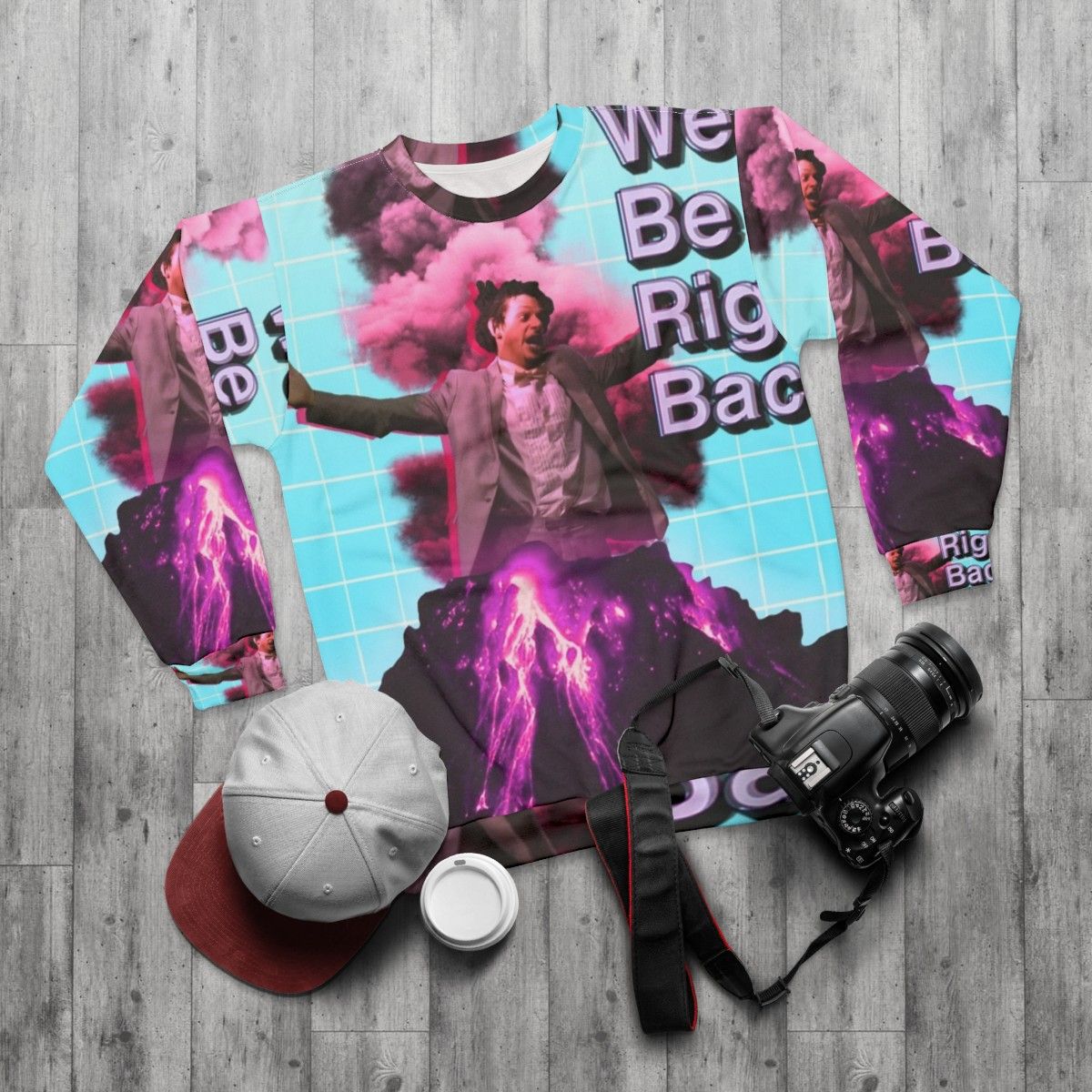 Retro Vaporwave Eric Andre Aesthetic Sweatshirt - flat lay