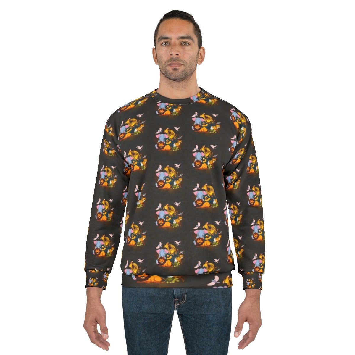 Legendary animals sweatshirt with mystic dragon and lightning design - men