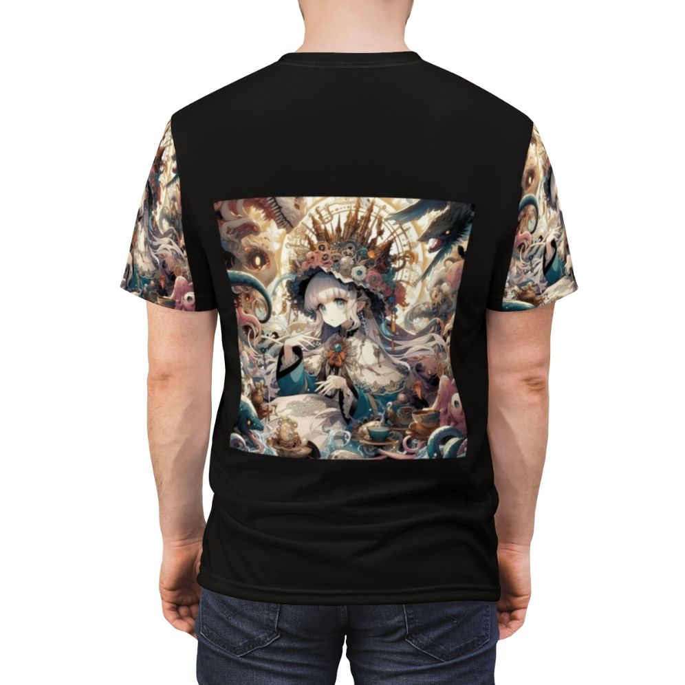 Stylish t-shirt with anime-inspired design featuring a beautiful anime girl character - men back