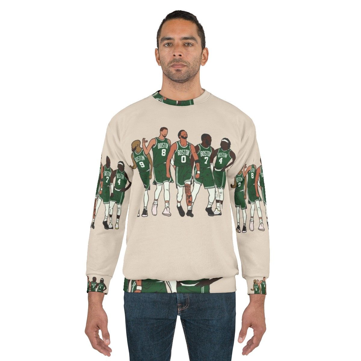 Boston Celtics Big 4 Sweatshirt featuring Kristaps Porzingis, Jrue Holiday, Jayson Tatum, and Jaylen Brown - men