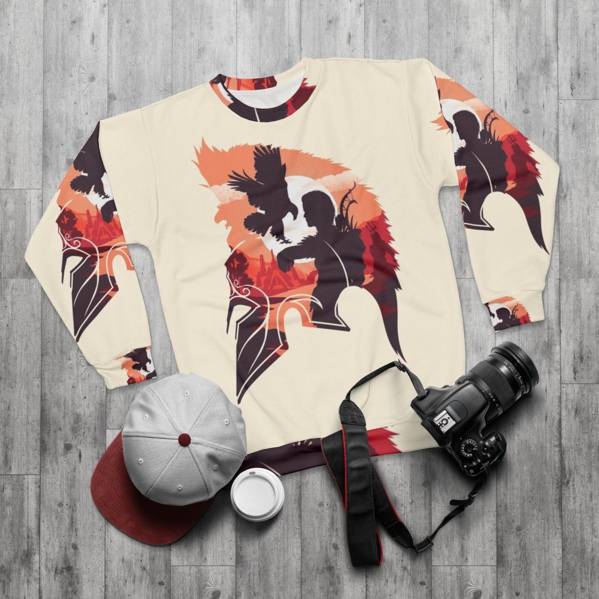 Eagle Bearer Warrior Sweatshirt - Assassin's Creed Themed Gaming Merchandise - flat lay