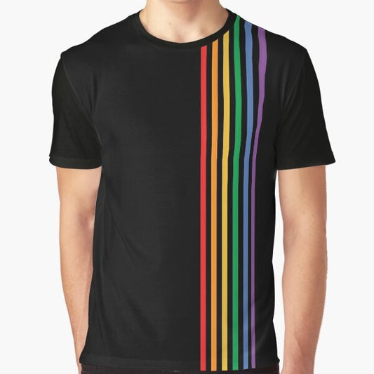 Colorful LGBT rainbow stripes graphic t-shirt