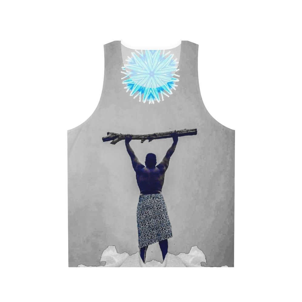 Unisex tank top featuring a digital illustration of a star above snowy mountains