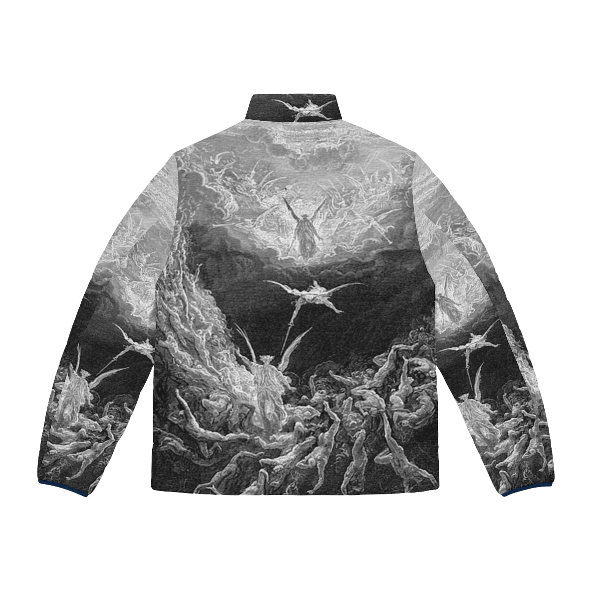 Puffer jacket featuring Gustave Doré's famous religious illustration 'The Last Judgement' - Back