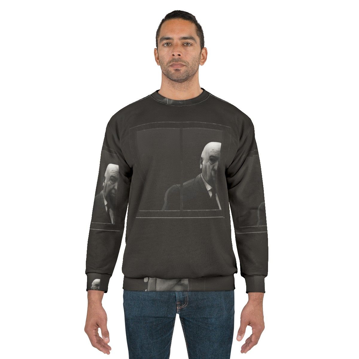 Alfred Hitchcock Black and White Graphic Sweatshirt - men