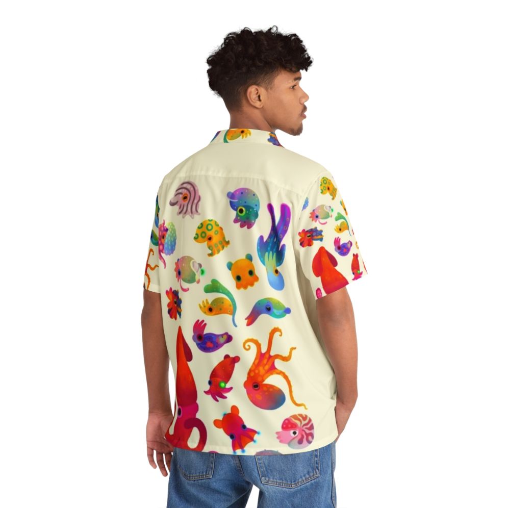 Cephalopod Hawaiian Shirt featuring a vibrant print of marine life - People Back