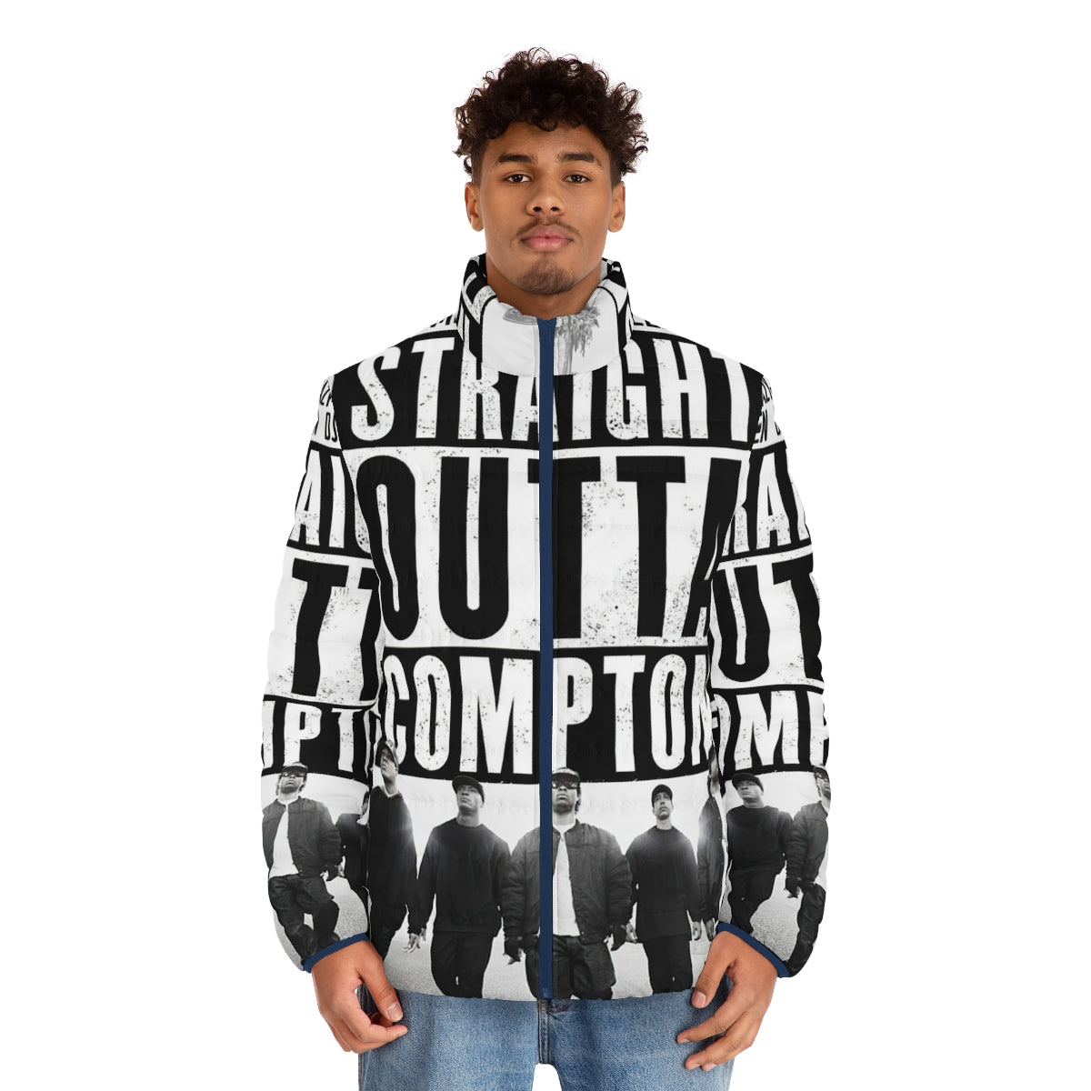 NWA Cover Puffer Jacket - Rap Inspired Puffer Jacket - men front