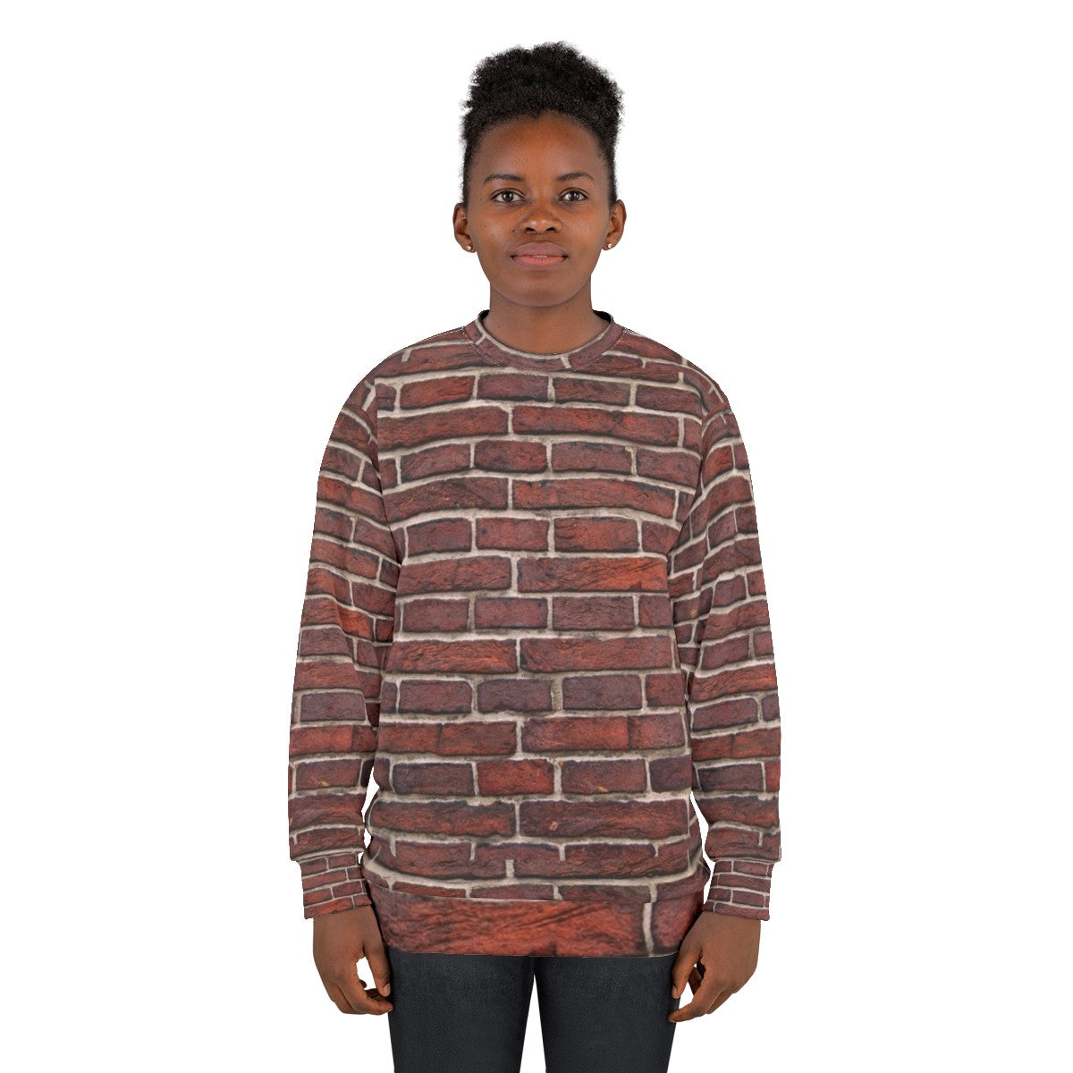 Red brick wall pattern design on sweatshirt - women