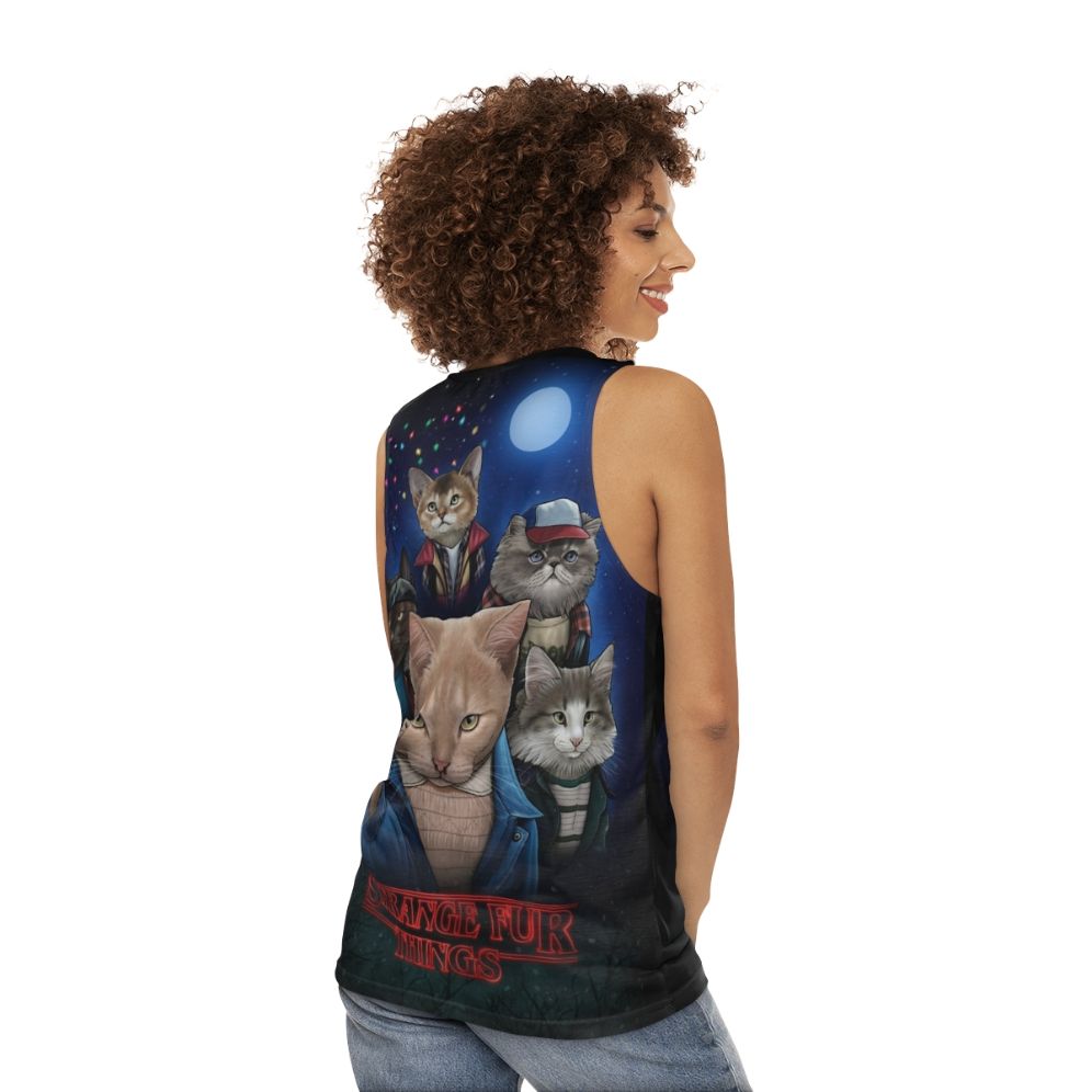 Upside down cats unisex tank top - women back