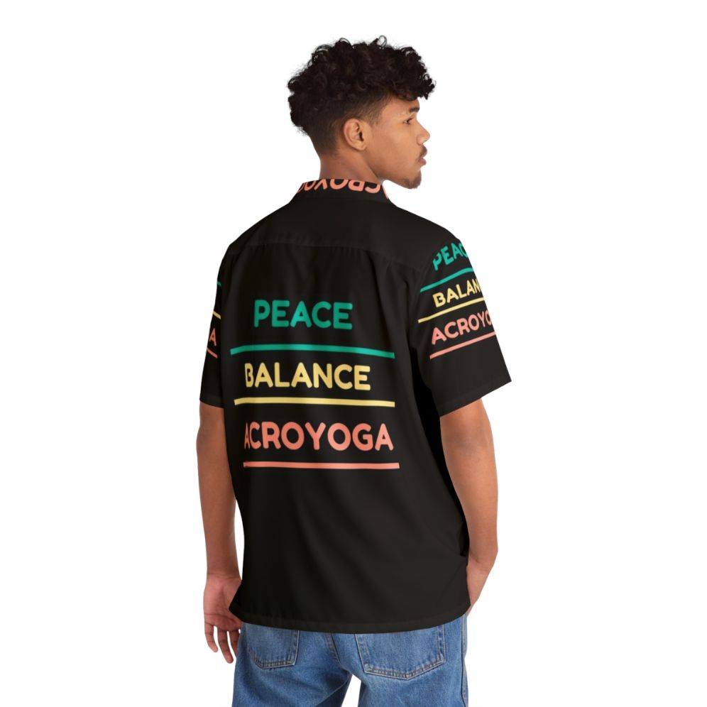 Vibrant acroyoga Hawaiian shirt with yoga and acrobatic graphics - People Back