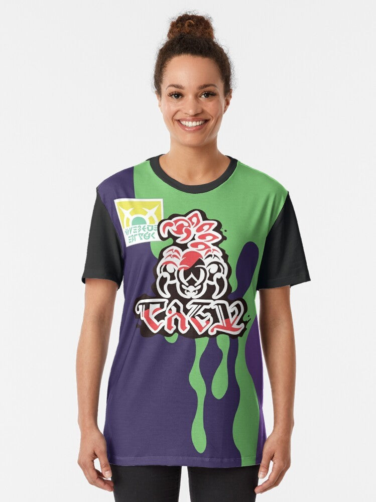 Klara, the Poison Trainer, from the Pokemon Sword and Shield video game, on a graphic t-shirt - Women