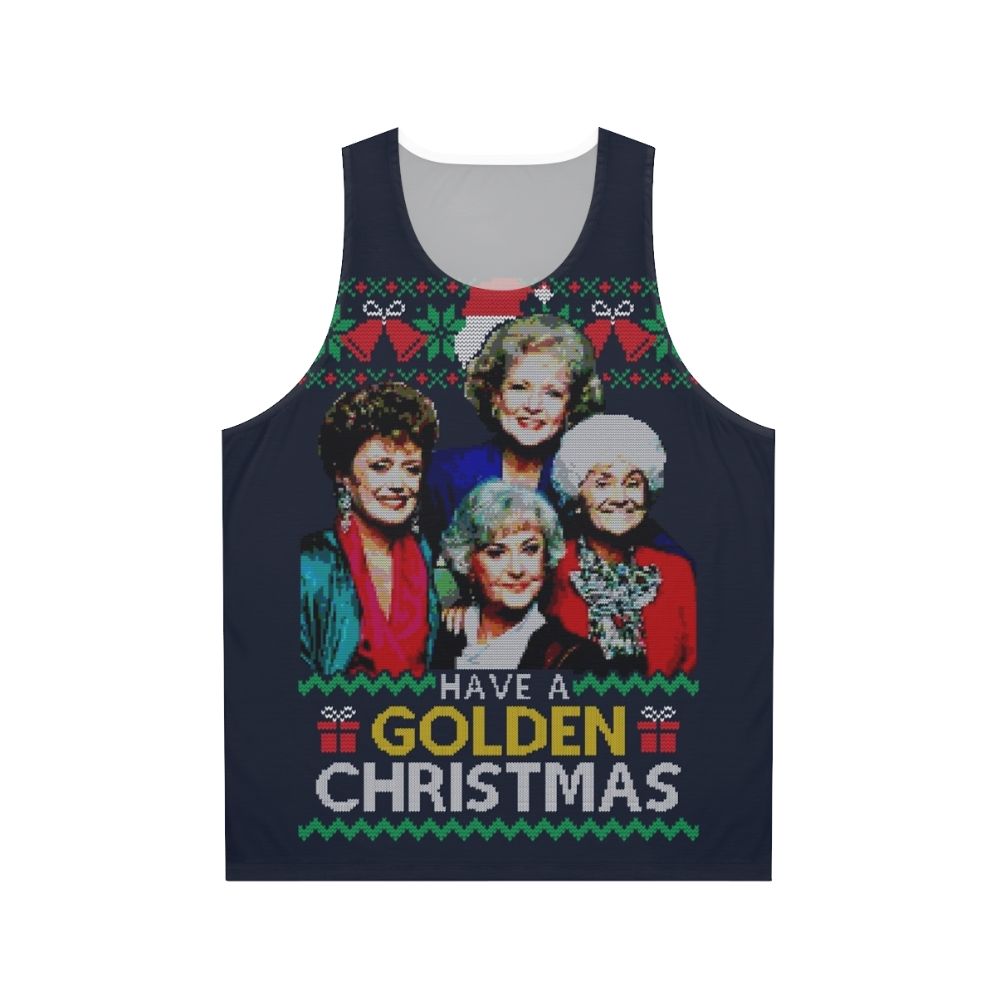 Retro golden christmas unisex tank top