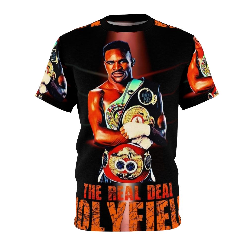 Evander Holyfield inspired boxing t-shirt, featuring a portrait of the legendary heavyweight champion