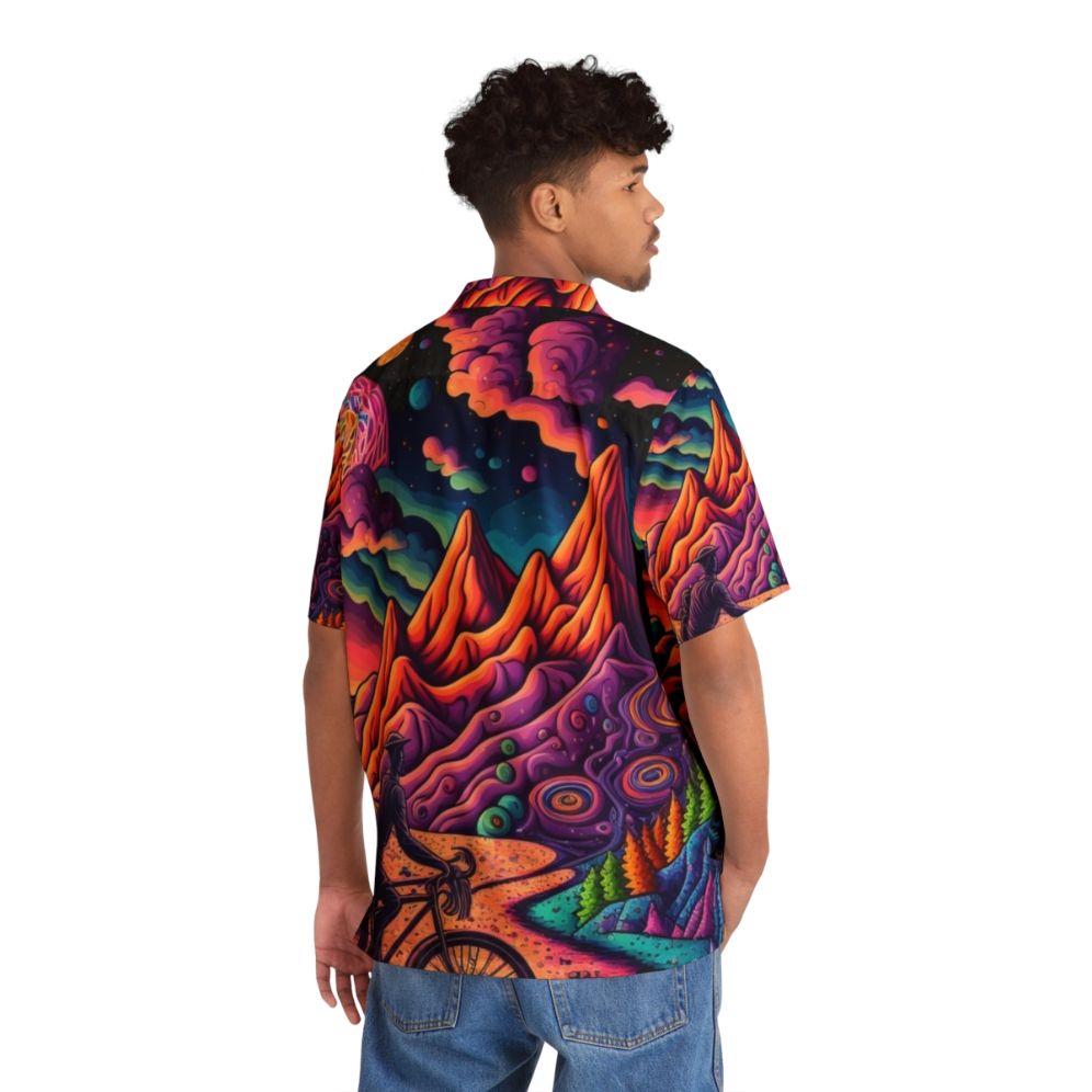 Psychedelic Hawaiian Shirt with Vibrant Bicycle Day 1943 Art - People Back