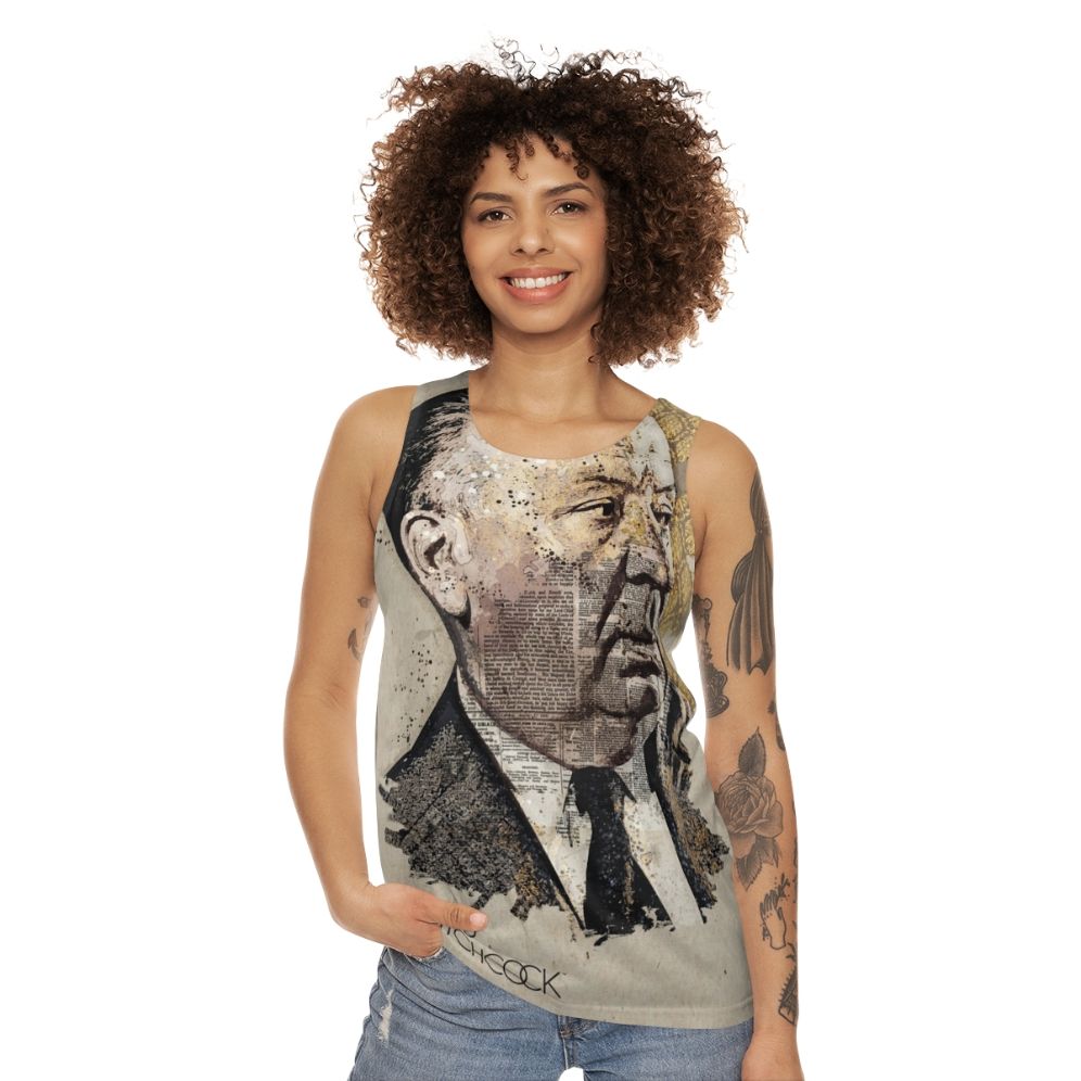 Alfred Hitchcock Movie Director Portrait Unisex Tank Top - women