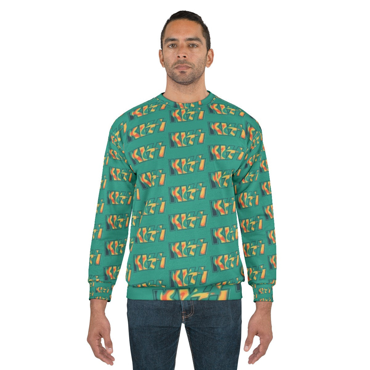 Kiss the Band Tropical Tie Dye Green Sweatshirt - men