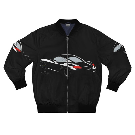 Porsche Cayman S Black Edition Bomber Jacket for Sports Car Enthusiasts