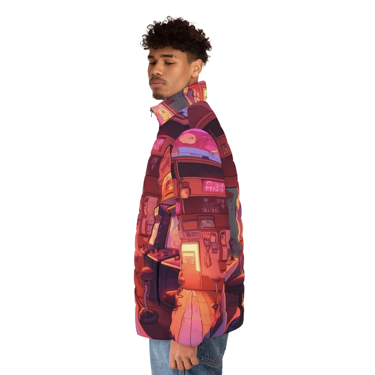 Arcade Hall in Hawkins Stranger Things Inspired Puffer Jacket - men side left