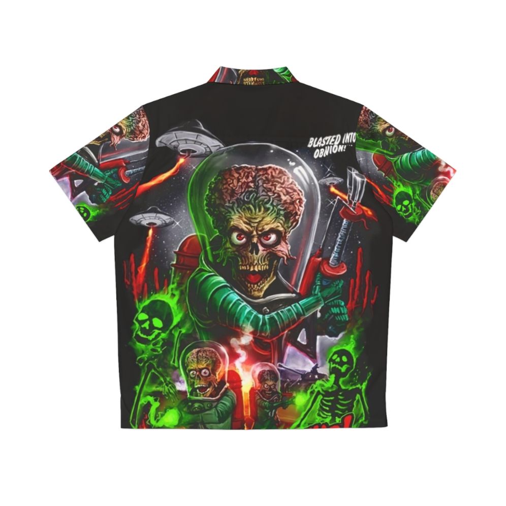 Retro Mars Attacks Hawaiian Shirt featuring science fiction comedy alien invasion - Back