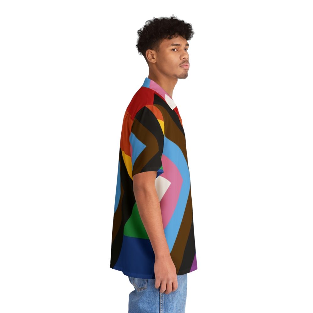 Progress Pride Flag Hawaiian Shirt with Inclusive Rainbow Design - People Pight