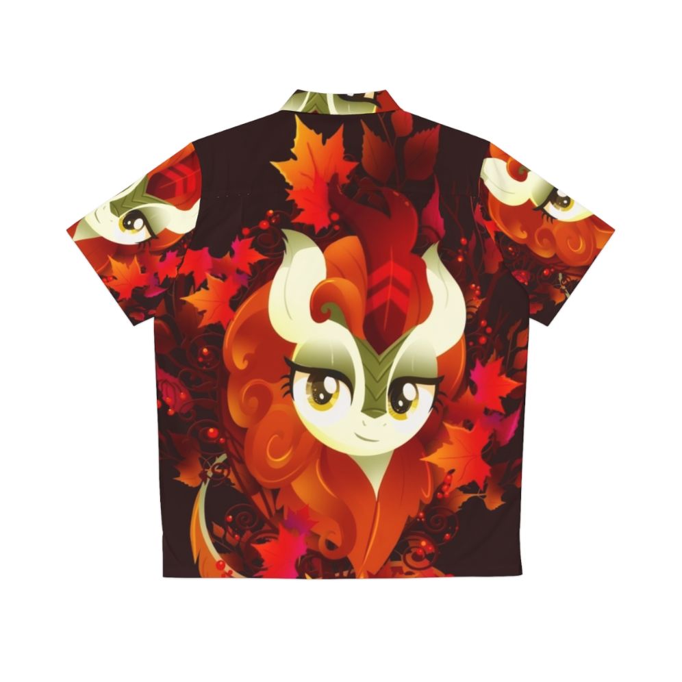 Autumn Blaze Qirin Hawaiian Shirt with Tropical Leaves Pattern - Back