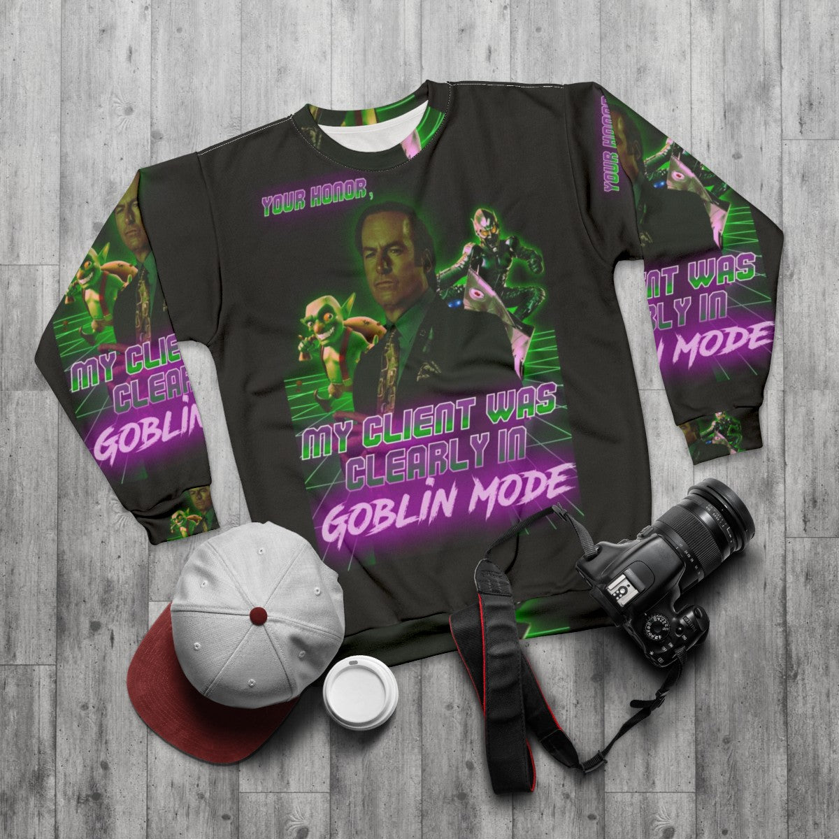 Goblin Mode Cozy Gothic Sweatshirt - flat lay