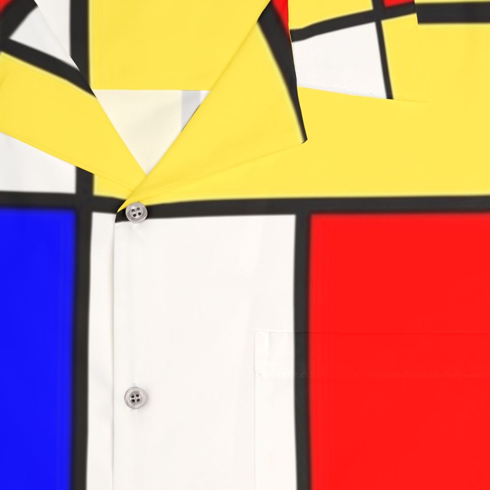 Mod 60s Mondrian Style Abstract Hawaiian Shirt - Detail