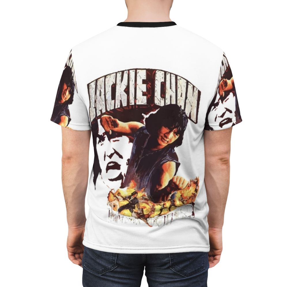 T-shirt depicting a young Jackie Chan in a kung fu fighting pose - men back