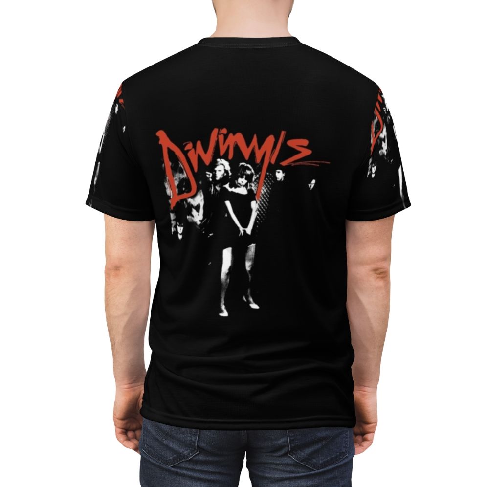 Punk rock Australian band t-shirt with Divinyls inspired music graphic - men back