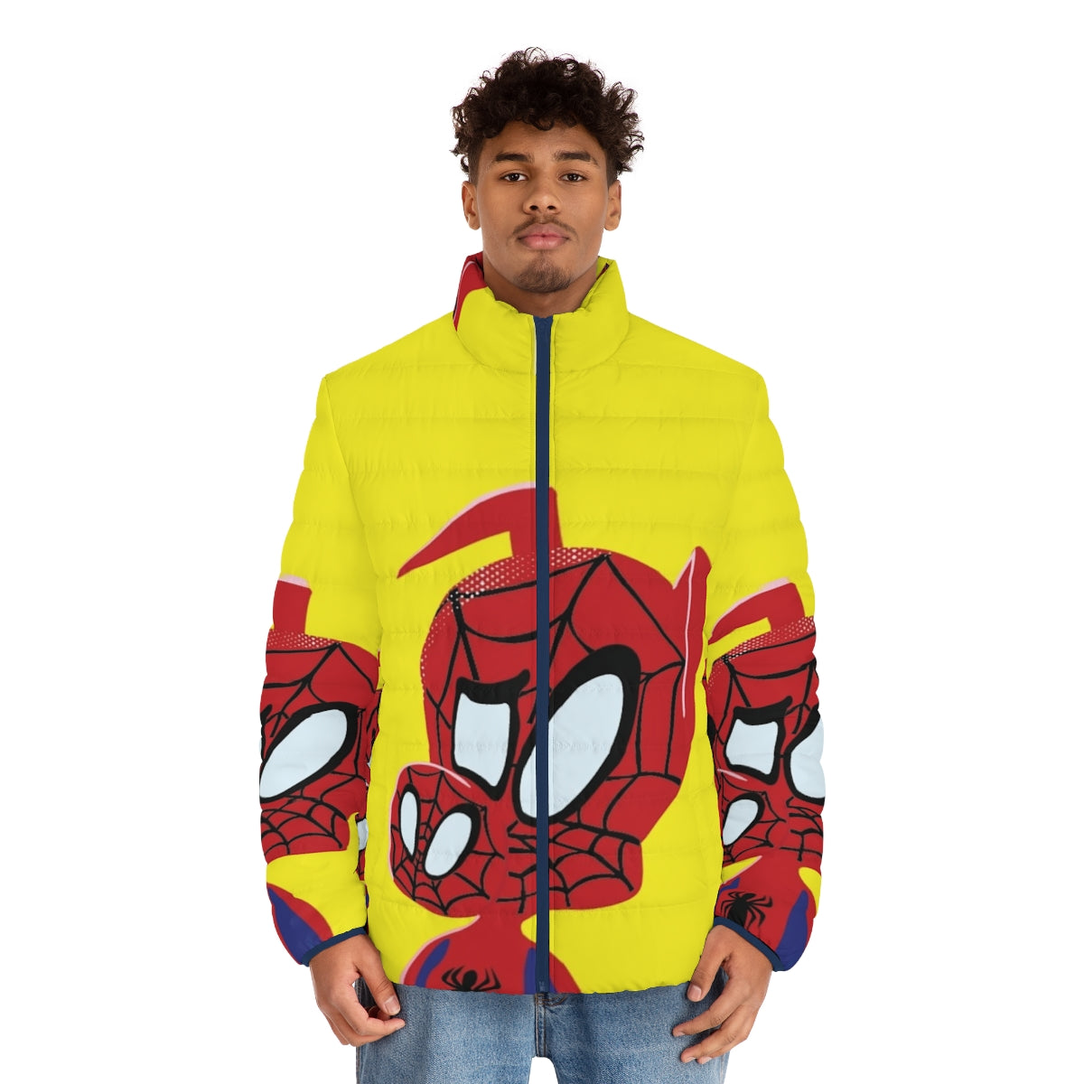 Into the Spiderverse Spider Ham Superhero Puffer Jacket with comic book character design - men front