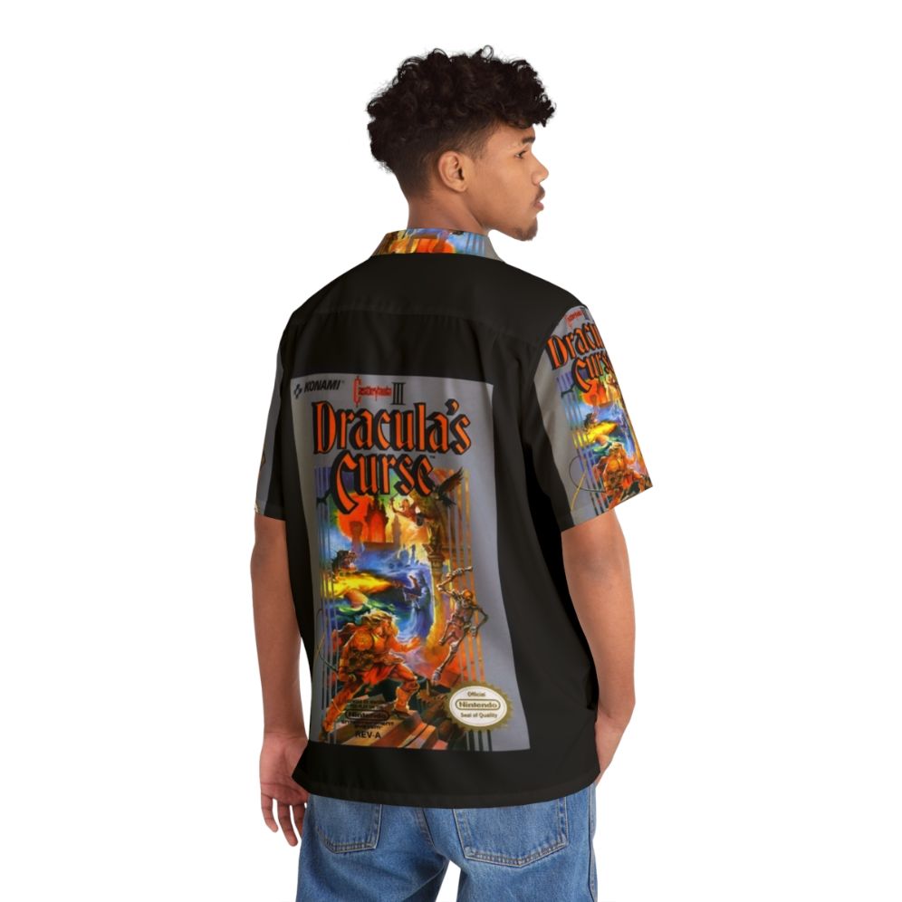 Castlevania Dracula's Curse Hawaiian Shirt featuring retro gaming horror design - People Back