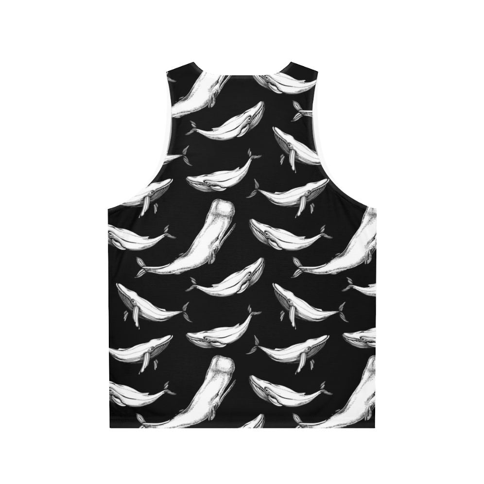 Whales in black seamless pattern unisex tank top - Back