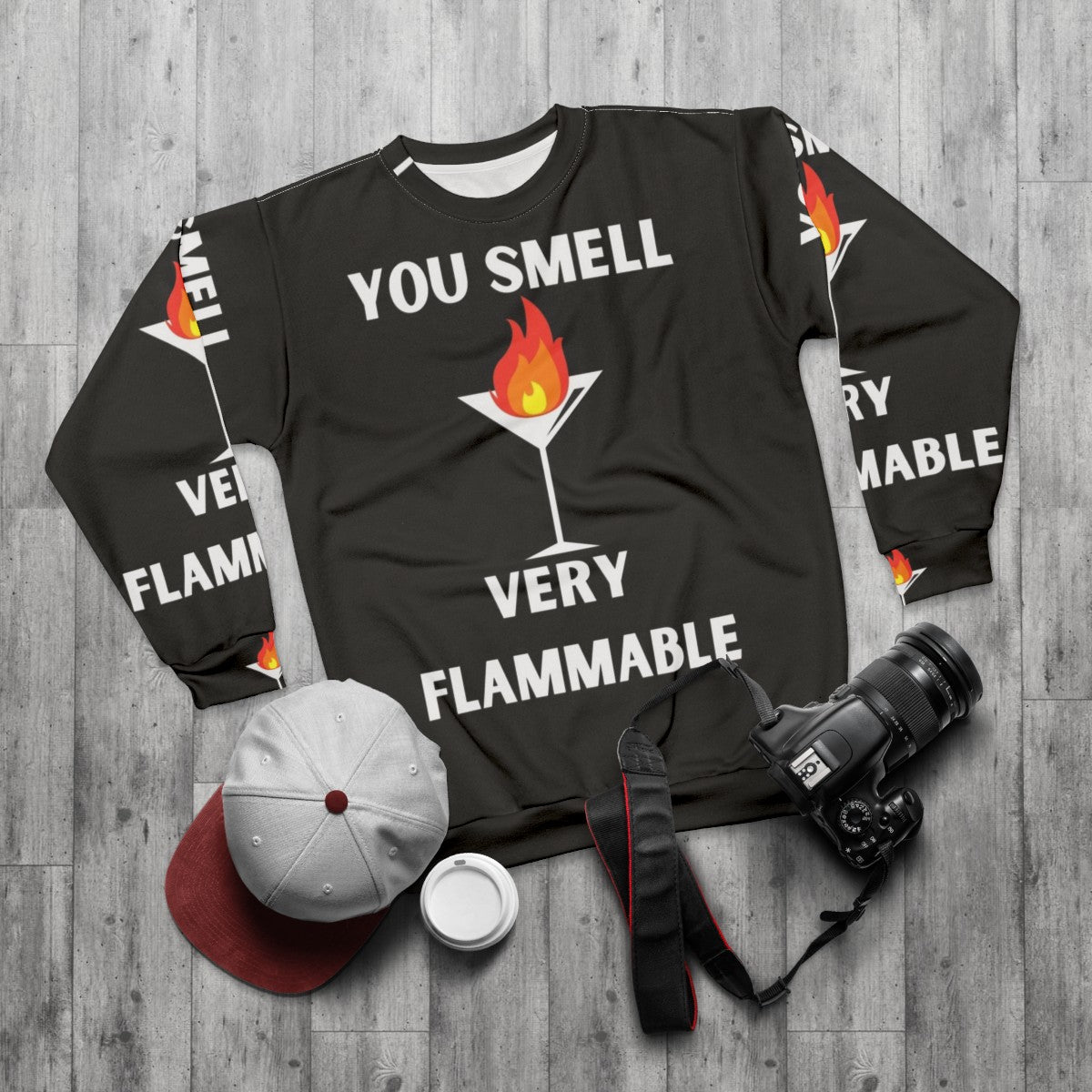 "You Smell Very Flammable" David Rose Quote Schitt's Creek Sweatshirt - flat lay