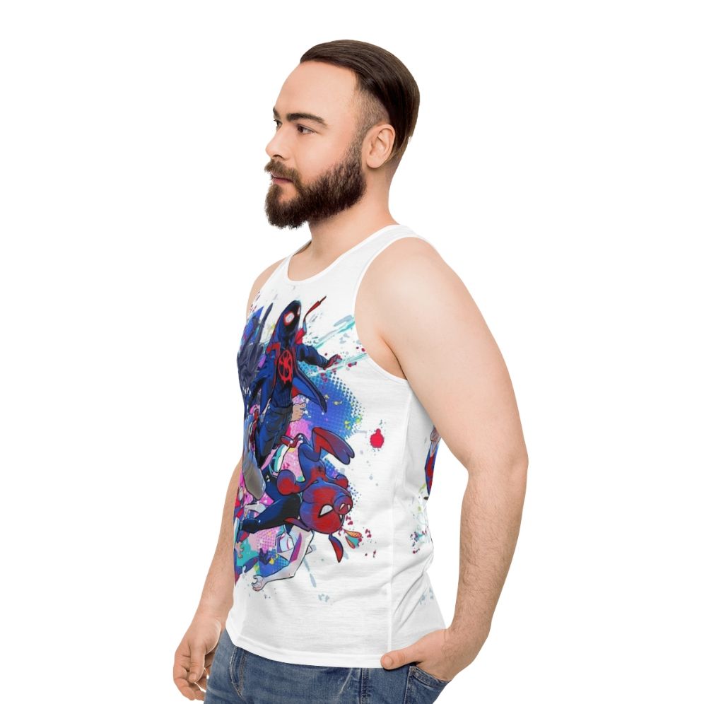 Spider Verse Spiderman Unisex Graphic Tank Top - men side