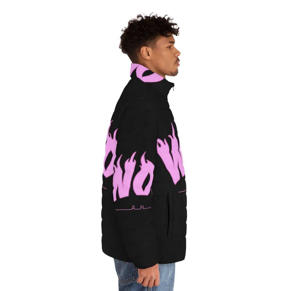 Stylish puffer jacket with music and pop culture inspired design - men side right