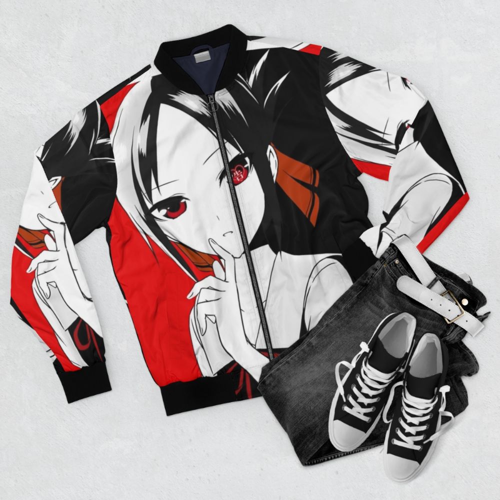 Kaguya-sama Love Is War Persona Anime Manga Bomber Jacket - Flat lay