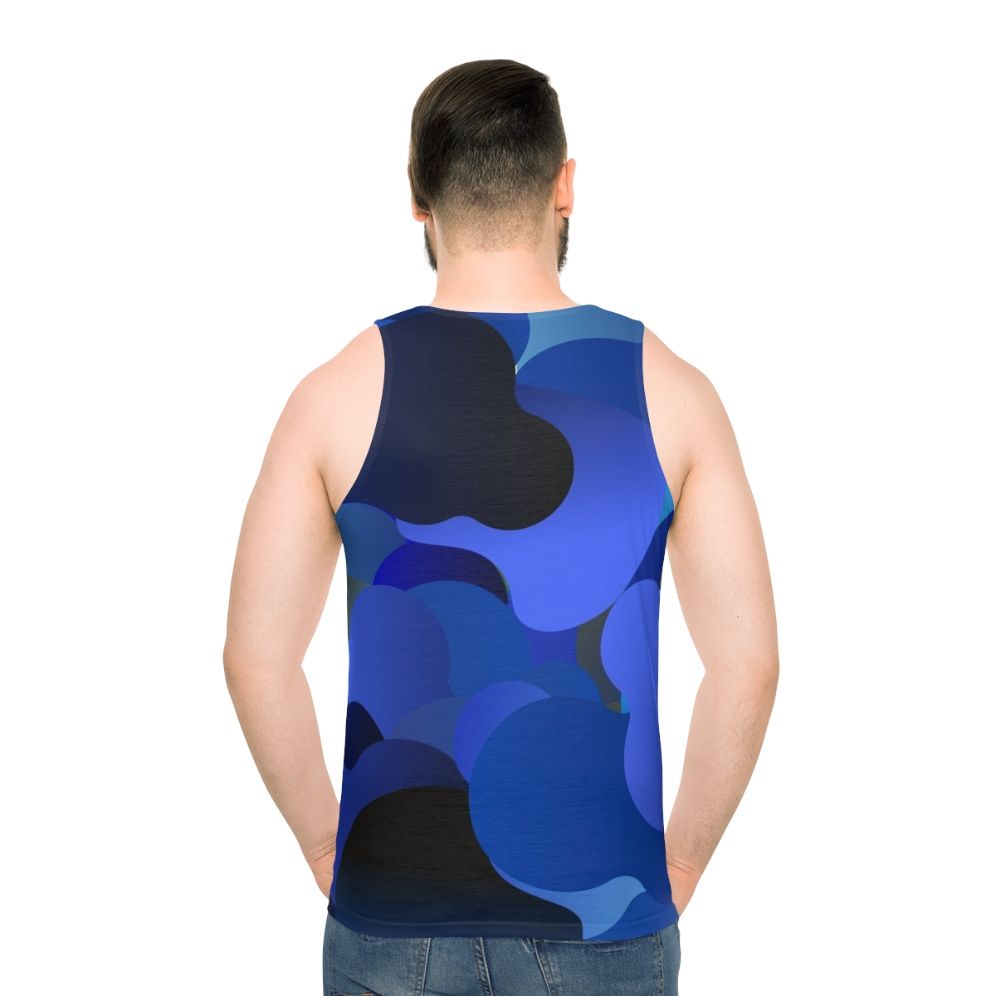 Blue camouflage unisex tank top - men back