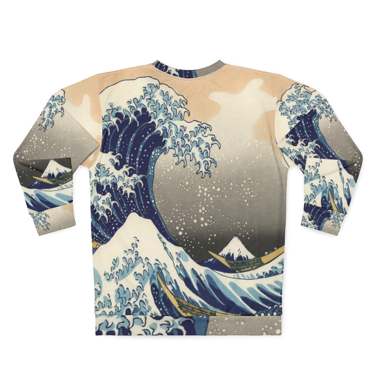 Vintage Great Wave Sweatshirt featuring the iconic Hokusai Japanese artwork - Back