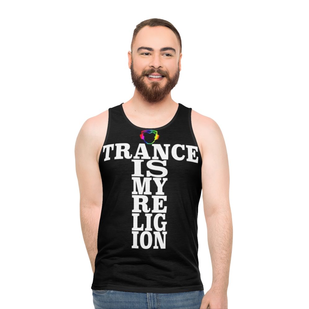 Trance music lover wearing a unisex tank top - men