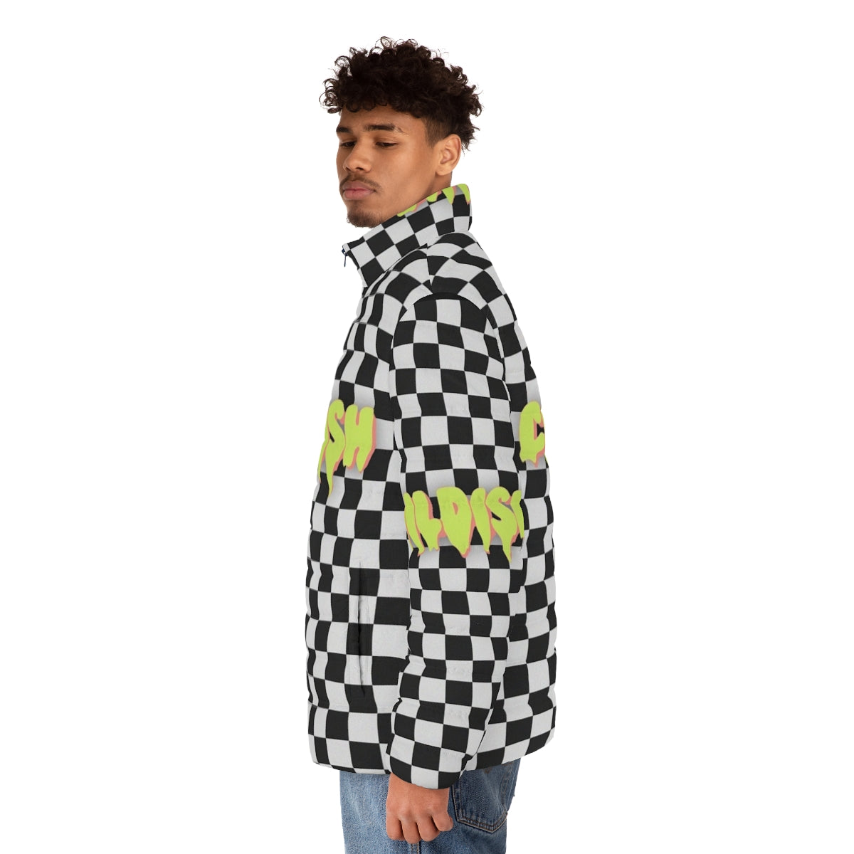 Tgfbro Childish Puffer Jacket with Bold Graphic Design - men side left