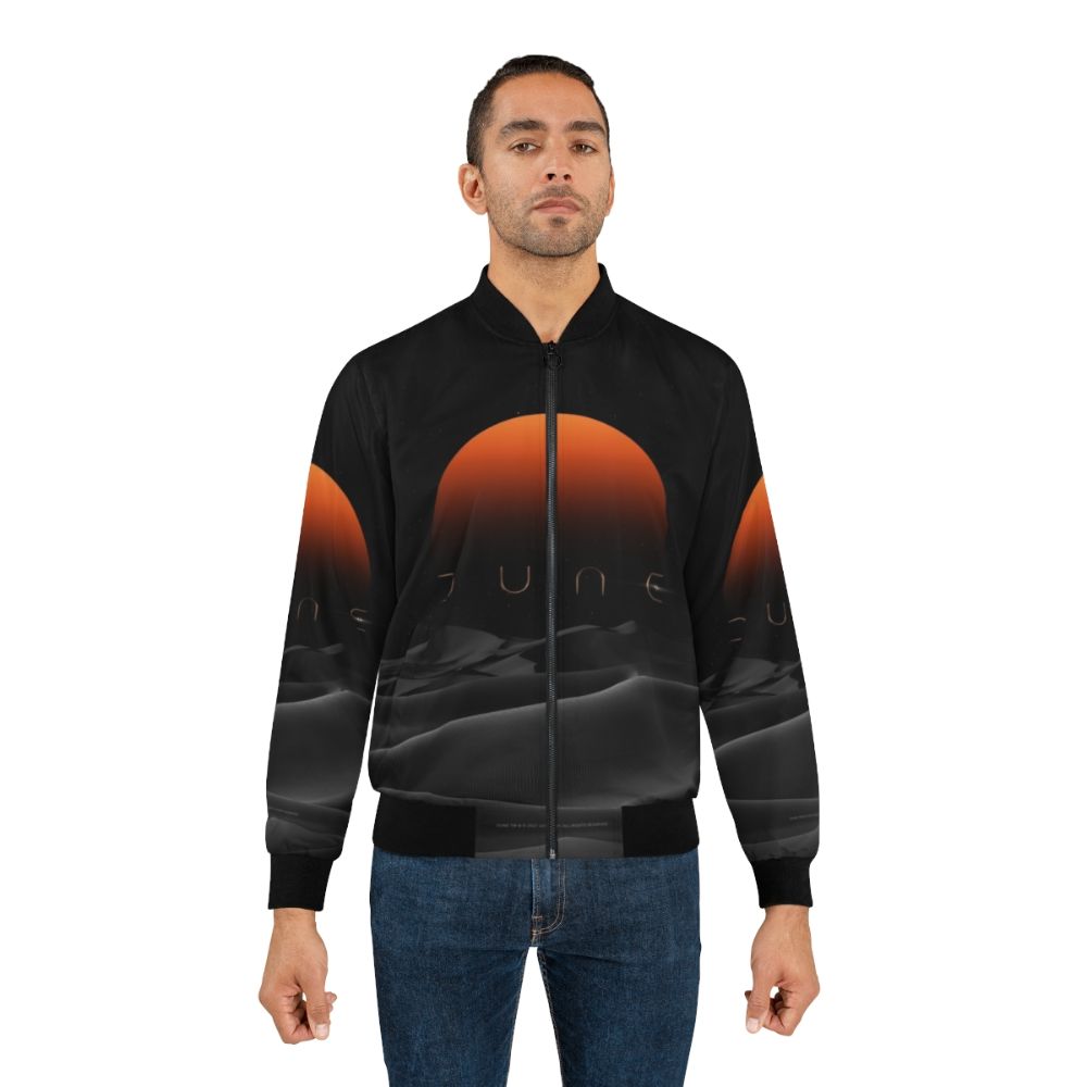 Dune Sunset Bomber Jacket with orange and black design - Lifestyle